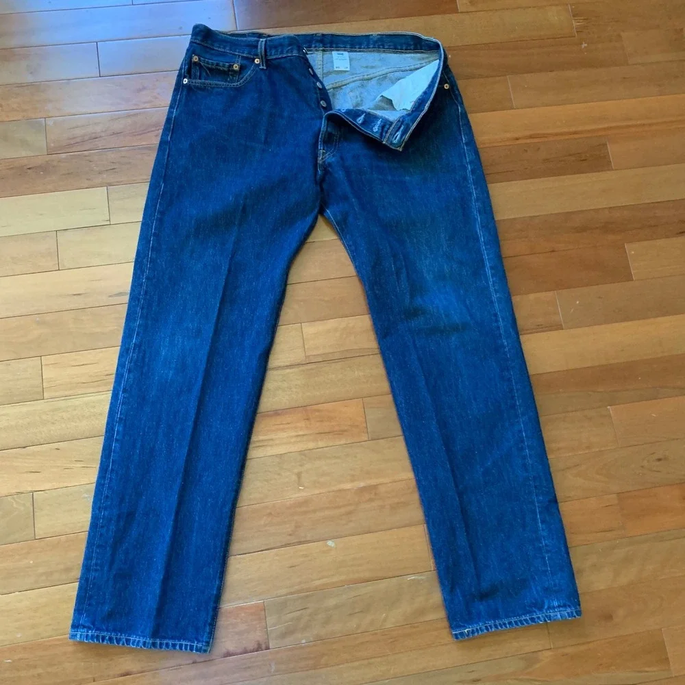 Levis 501 Original Fit Button Fly Straight Leg Jeans Blue Denim W40 L34‎ EUC
